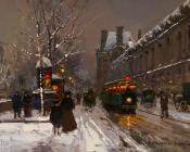 Quai du Louvre in Winter - 爱德华·科尔特斯